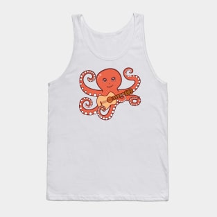 Adorable Octopus Playing Acoustic Guitar Cartoon Tank Top